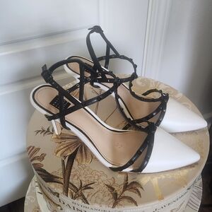 White House Black Market Black and White Heels